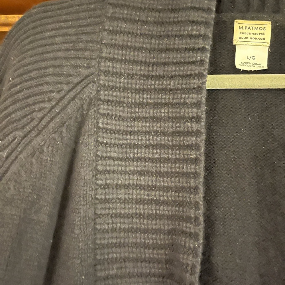 Club Monaco Navy Cashmere Cardigan with Suede Pockets